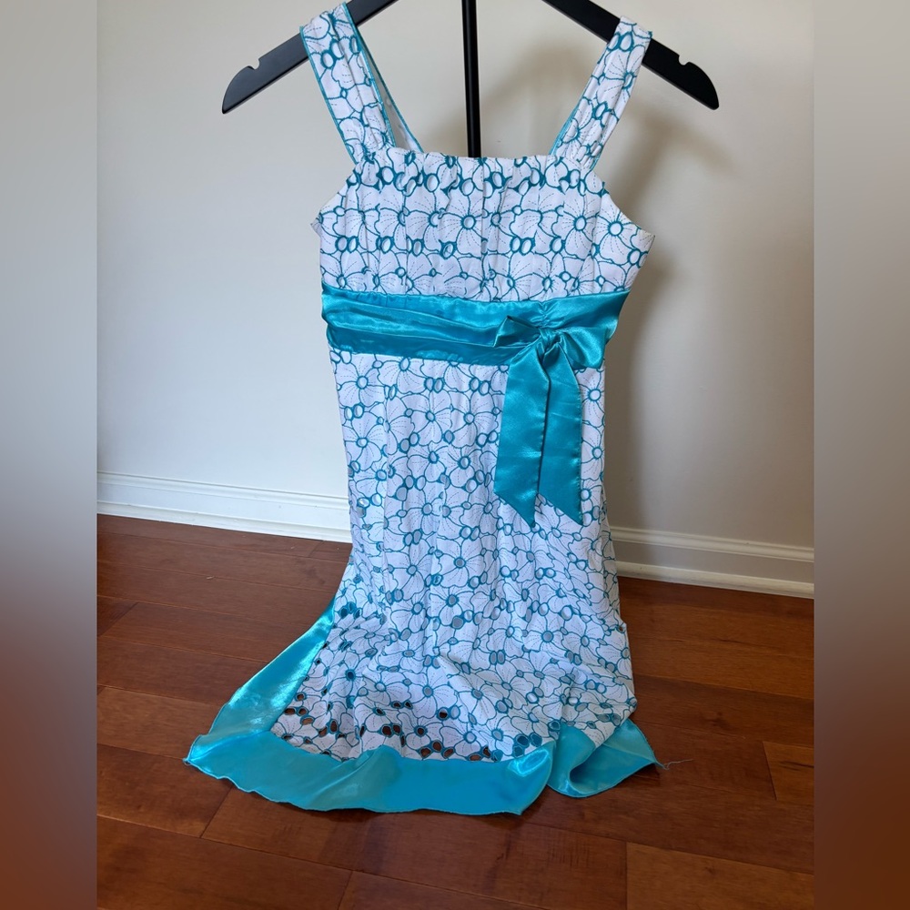 Girls My Michelle Blue & White Floral Party Dress – Size 12